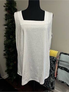 Classic Square Neck White Women's Tank Top